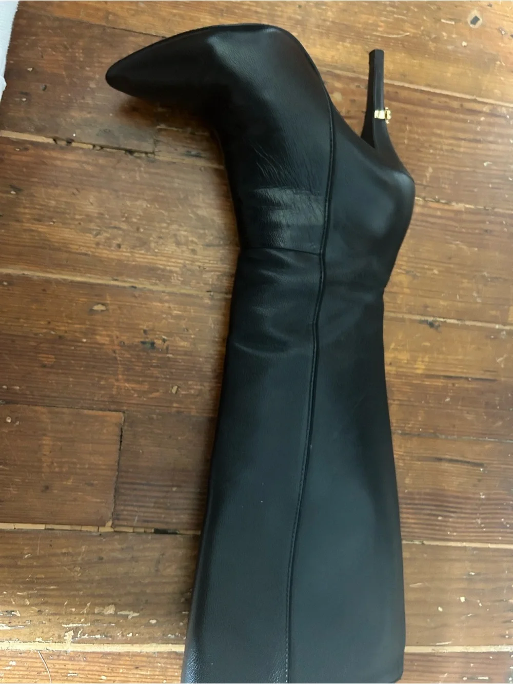 Tory Burch Black Leather Over-the-Knee Pointed Boots